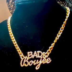 LAST ONE!  Make offer! Bad & Bougee goldtone necklace with clear stones!